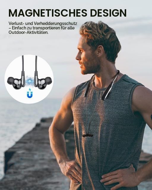 SOPPY Kopfhörer Bluetooth 5.4 Nackenband Sportkopfhörer mit 100 Std. Spielzeit, Kabellose Kopfhörer