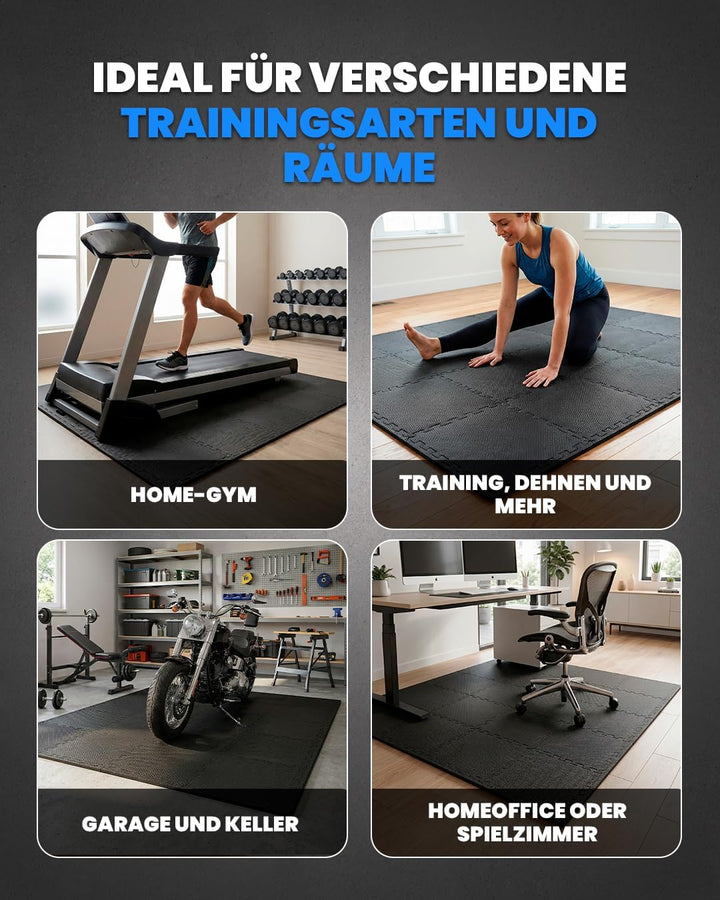 unycos - Bodenschutzmatte Set【12/20/28 Teile】Puzzlematte 30x30 cm, Rutschfeste Schutzmatten per Fitn
