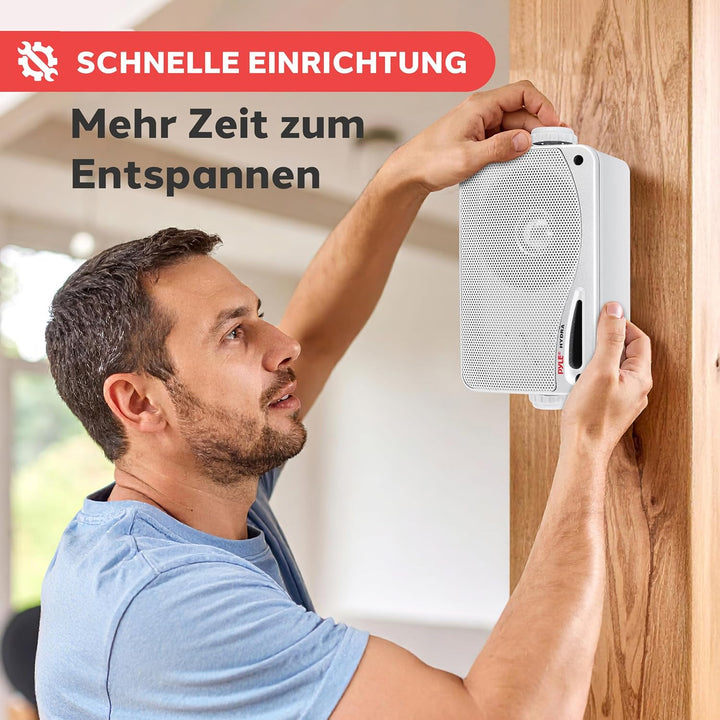 Pyle Wasserdichte Lautsprecher 3.5-Zoll-200-Watt 3-Way Wetterfeste Mini Box, Silber, PLMR24S