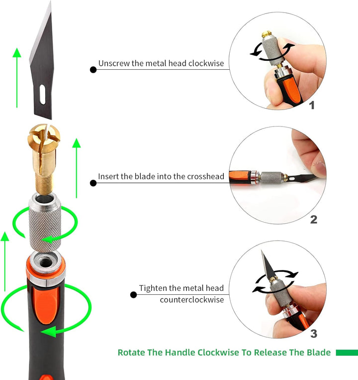 FOSHIO 2 Stück Skalpell Messer Set Bastelmesser SkalpellSet Basteln mit 20 pcs Ersatzklingen und Sch