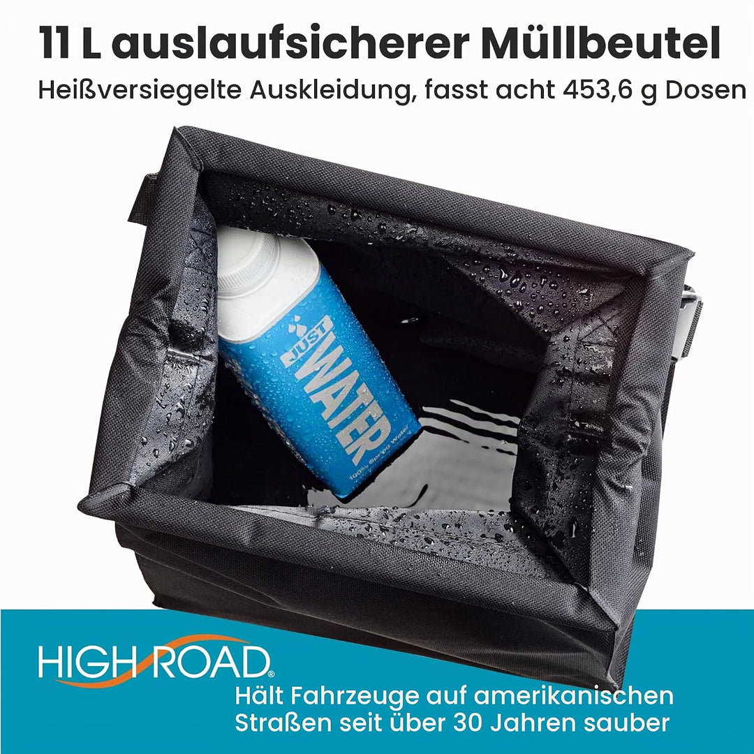 High Road TrashStash Auto-Müllbeutel zum Aufhängen, mit auslaufsicherem Futter und Federrahmenversch