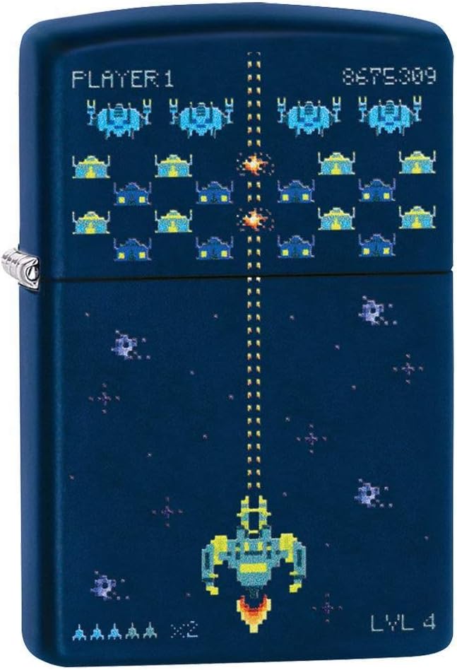 Zippo 49114 Unisex-Erwachsene Pixel Game Design Navy PocketClassicLighter,MarineblauMatt,Einheitsgrö