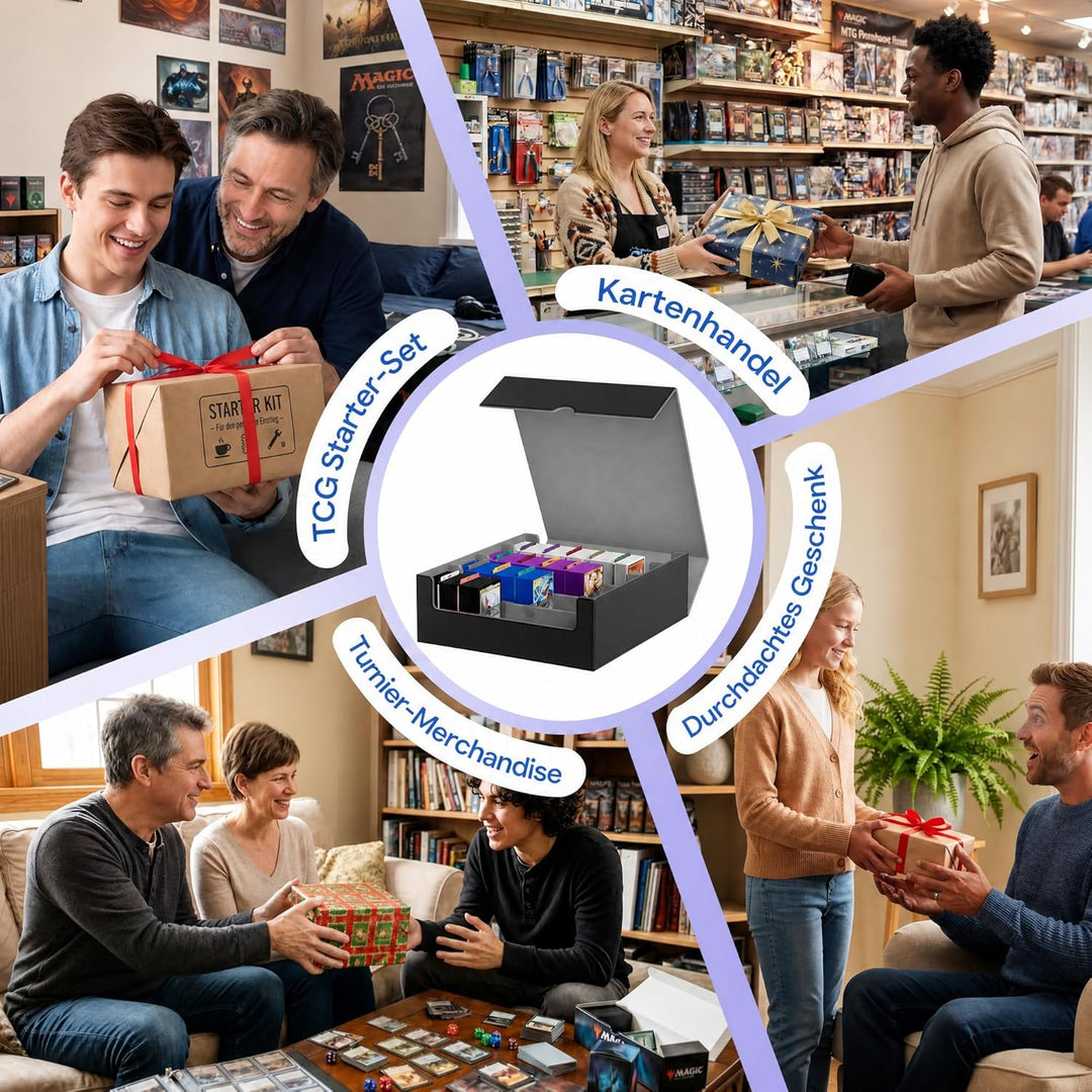 Sammelkarten-Aufbewahrungsboxen für 1800+ Karten, Premium Magnetic Deck Boxen, Leather Deck Case mit
