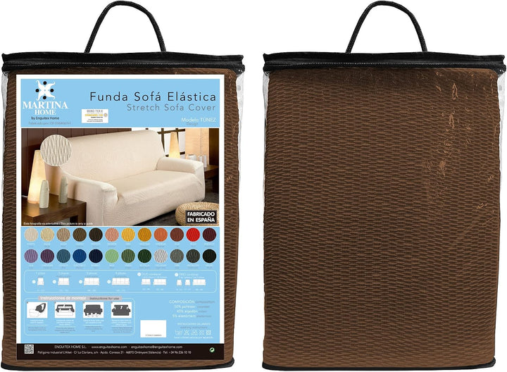 Martina Home Tunez Elastischer Sofabezug, Stoff, Braun, 2-Sitzer (120 bis 170 cm) Braun Elegantes, B
