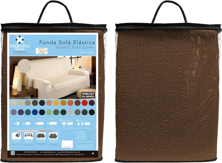 Martina Home Tunez Elastischer Sofabezug, Stoff, Braun, 2-Sitzer (120 bis 170 cm) Braun Elegantes, B