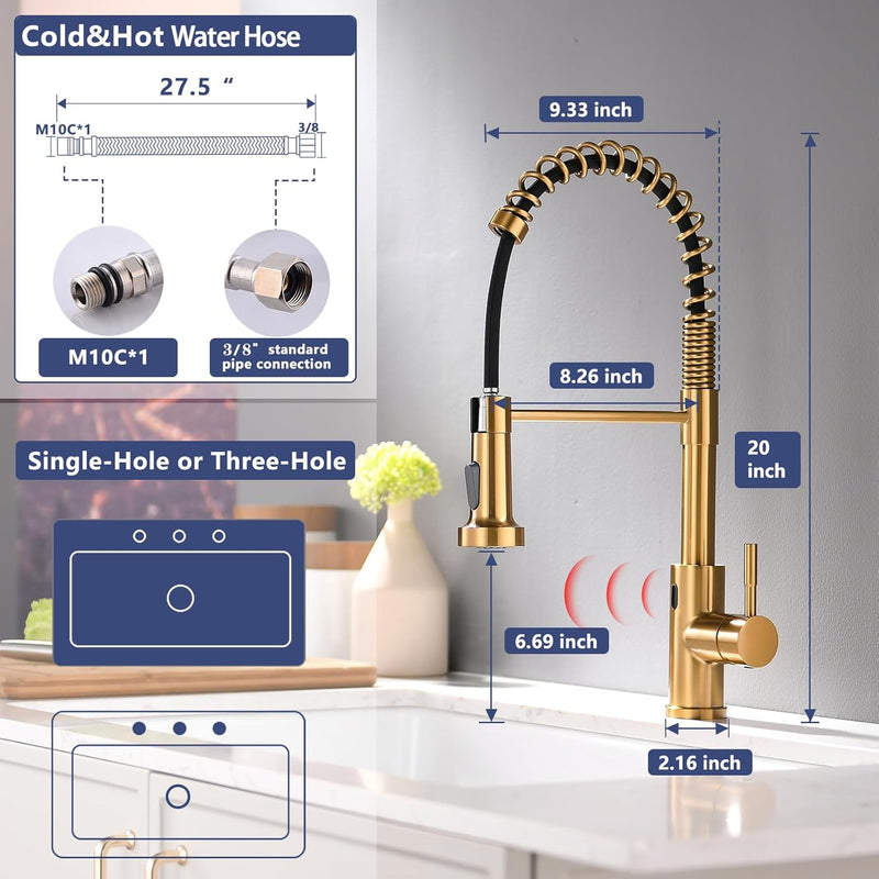 TIMACO Infrarot Sensor Wasserhahn Küche Mit Ausziehbare Brause Küchenarmatur 360° Schwenkbar Mischba