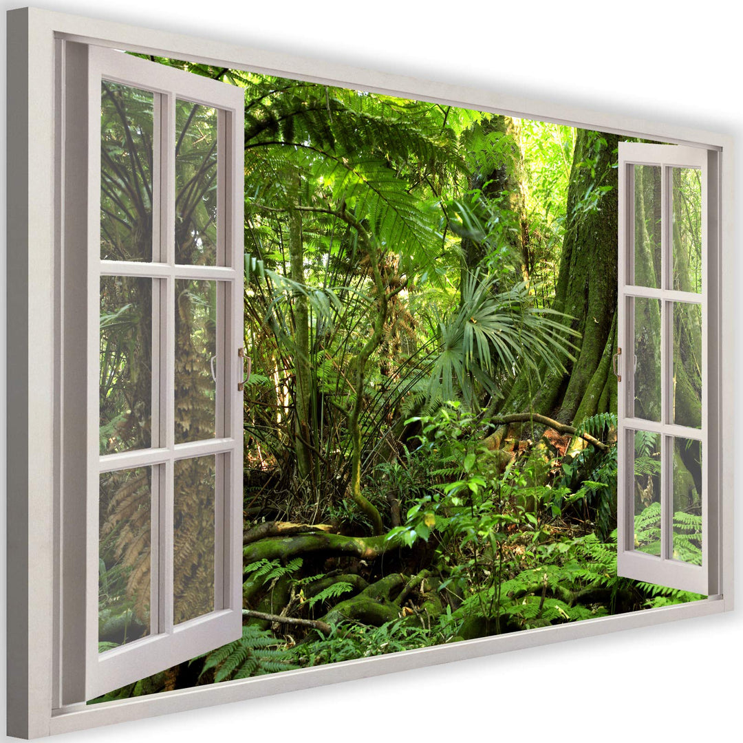 Feeby Vlies Leinwandbild Dschungel Tropische Pflanzen Exotisch 120x80 cm Wanddeko Design Kunstdruck