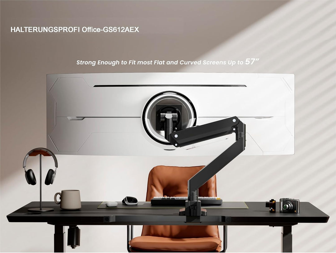 Monitor Halterung Extrastark bis 27kg bis 57 Zoll Tragarm mit Gasdruckfeder LED LCD Monitore VESA 75