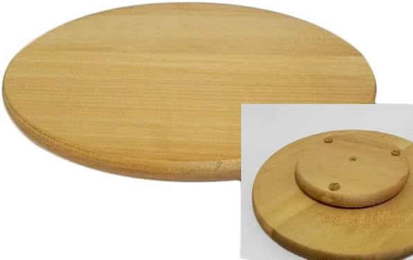 Lazy Susan runder, drehbarer Präsentierteller aus Holz zum Servieren von Kuchen und Pizza, 50 cm Dur