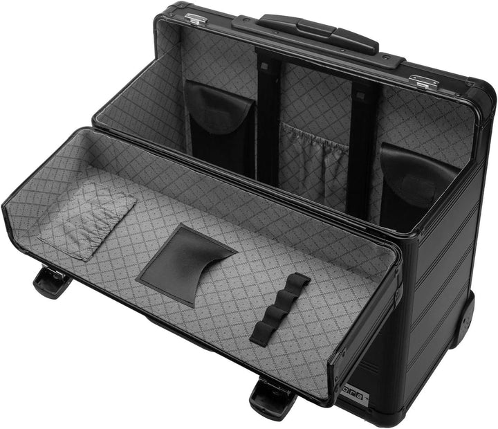 anndora Business Trolley Pilotenkoffer Laptopfach TSA Schlösser Aluminium Oberfläche Schwarz Alumini