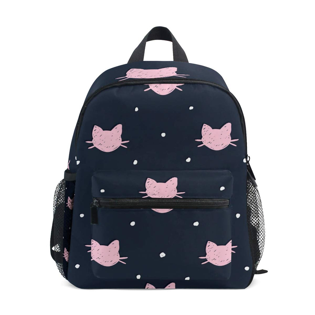 Kinderrucksack Pink Cat Polka Dot Navy Kindergarten Kindergartentasche für Kleinkinder Mädchen Junge
