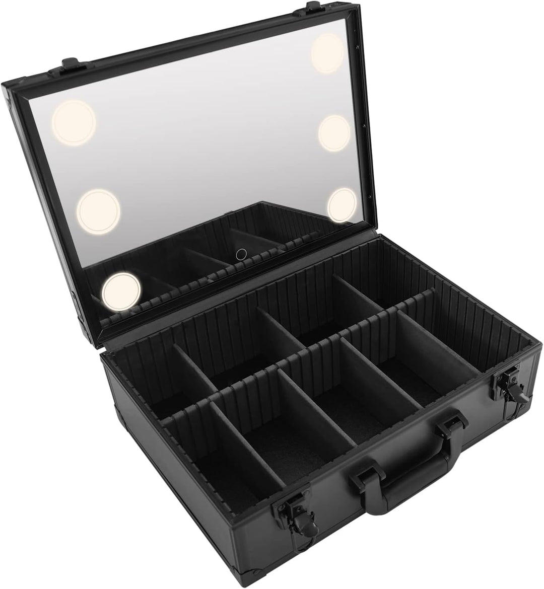 Reise Kosmetik Aufbewahrungsbox Make Up Box Schminkkoffer mit LED Licht Spiegel Kosmetische Organize