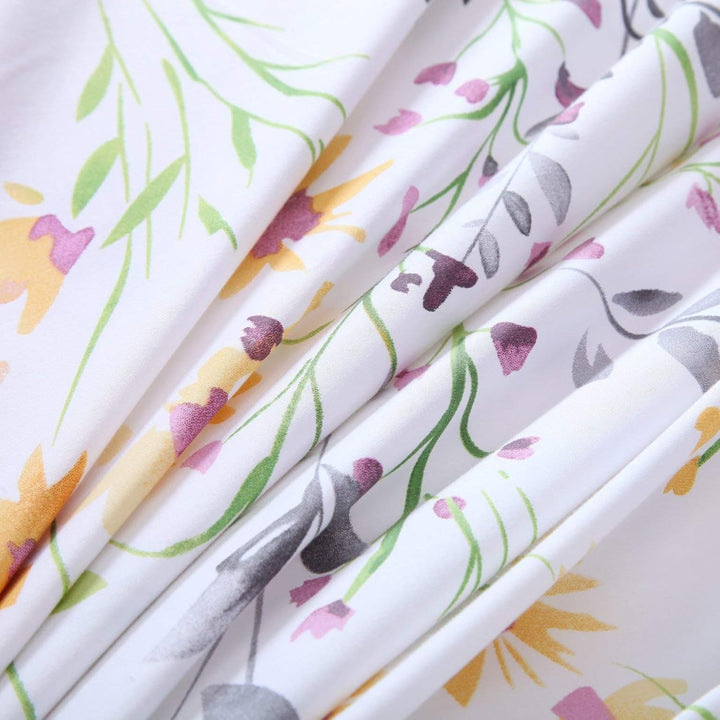 Brandream Bettwäsche-Set im Gartenstil, Blumenmuster, Zweige und Blätter, wendbar, 1 Bettbezug mit 2
