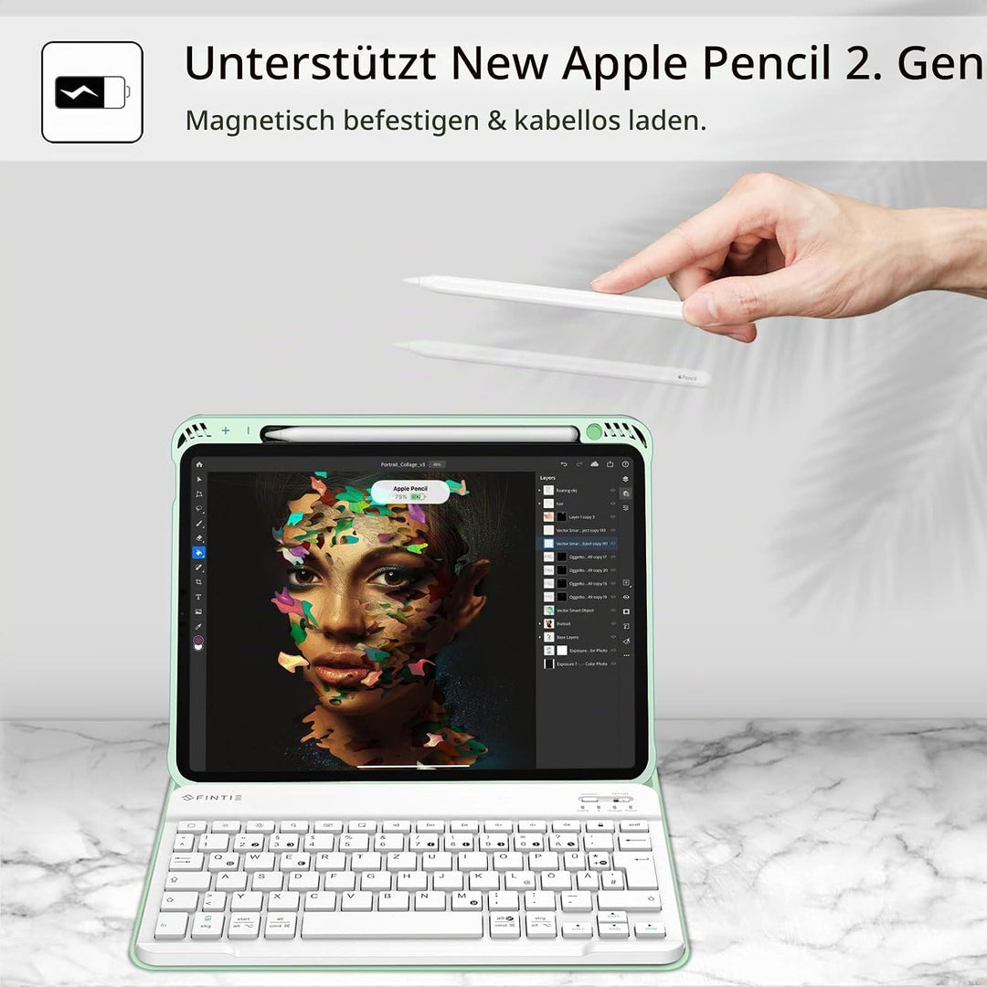 Fintie Tastatur Hülle für iPad Air 5 2022 / iPad Air 4 2020 10.9 Zoll, Schutzhülle mit TPU Rückschal