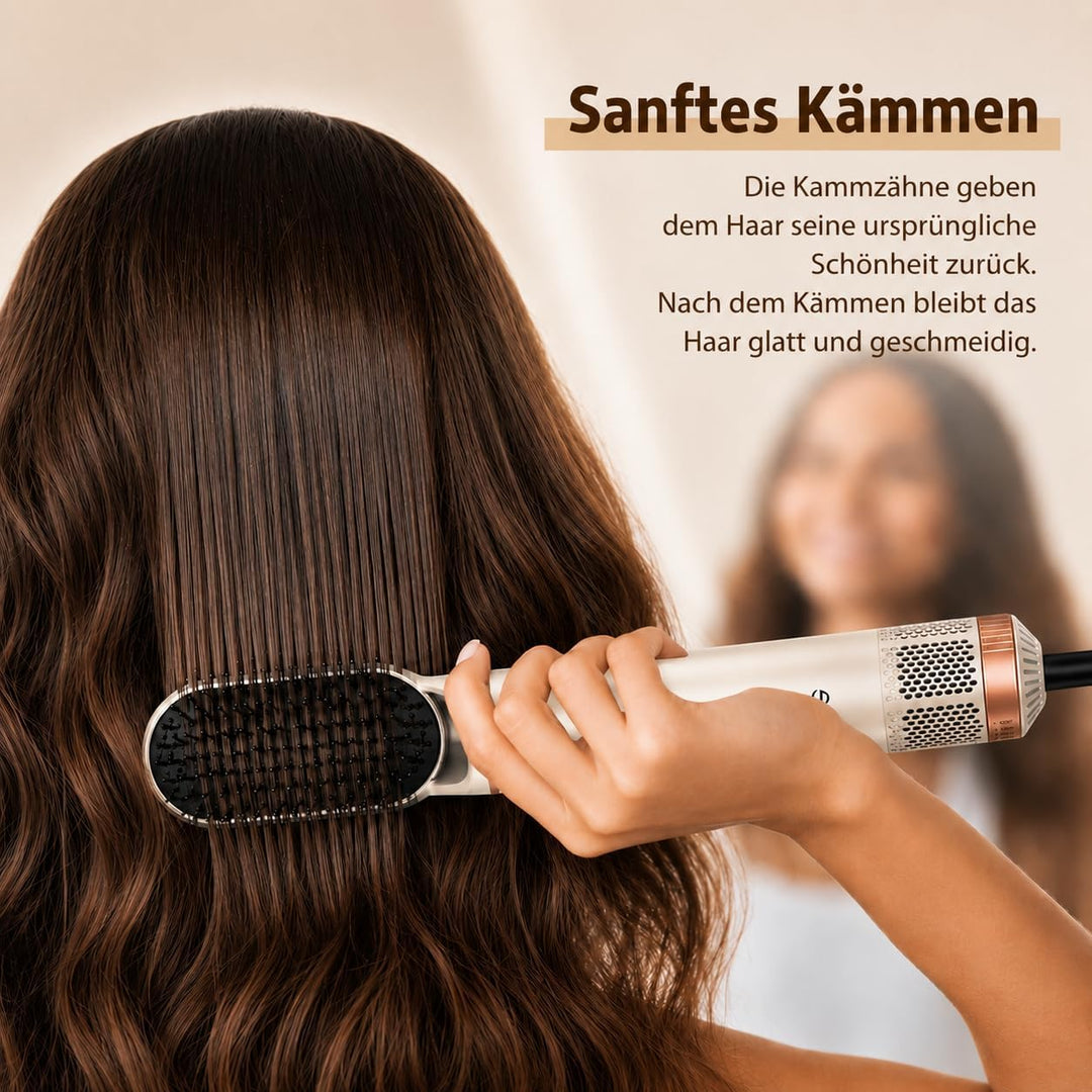 Airstyler 5-in-1 Lockenstab, Golden Goods Hairstyler Set mit Warmluftbürste, Glättbürste, 1000W Haar