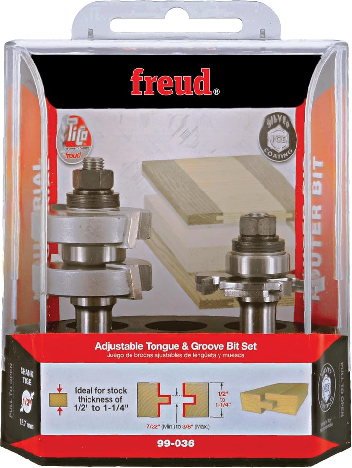 Freud Nut- und Feder-Bit-Set mit 1,27 cm Schaft (99-036) Verstellbarer Nut- und Federfräser-Bit-Set,