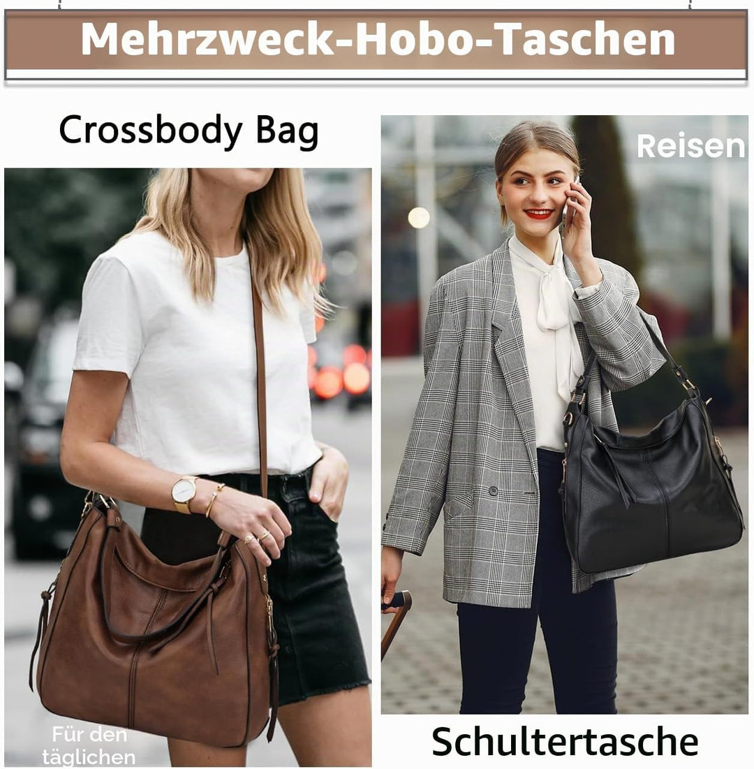 VX VONXURY Handtaschen für Frauen, Medium Vegan Leder Hobo Taschen Geldbörse für Damen Braun, Braun