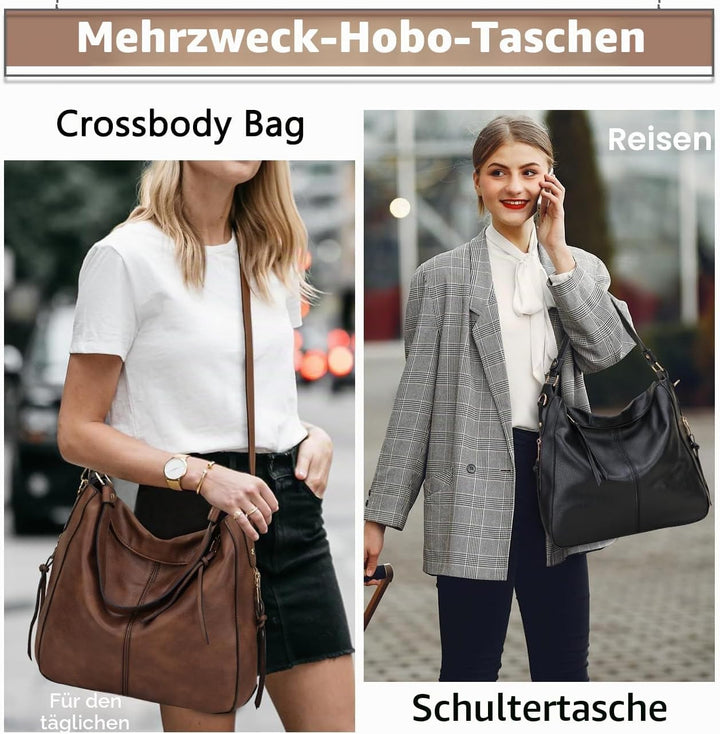 VX VONXURY Handtaschen für Frauen, Medium Vegan Leder Hobo Taschen Geldbörse für Damen Braun, Braun