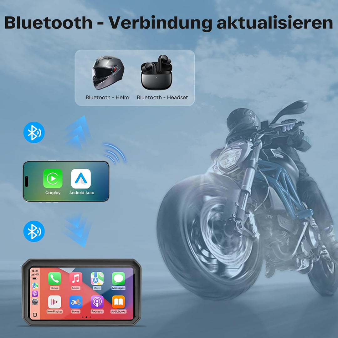 WonVon 6.25 Zoll Motorrad Carplay Display Motorrad Navigationsgeräte mit Motorrad Navi CarPlay & And