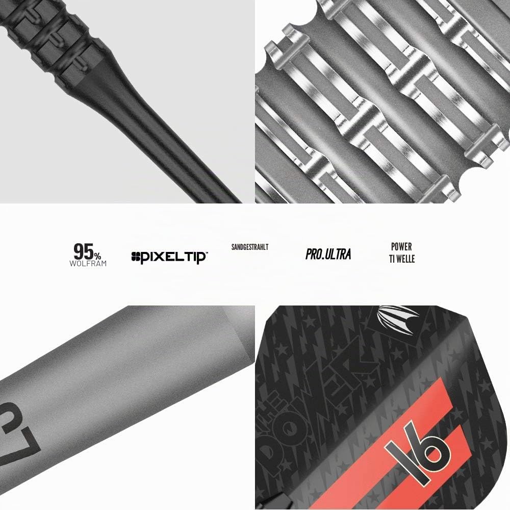 Target Darts Phil Taylor Power 9-Five Gen 7 | 95% Wolfram, Soft Tip Darts Set | Spieler-Edition-Set,