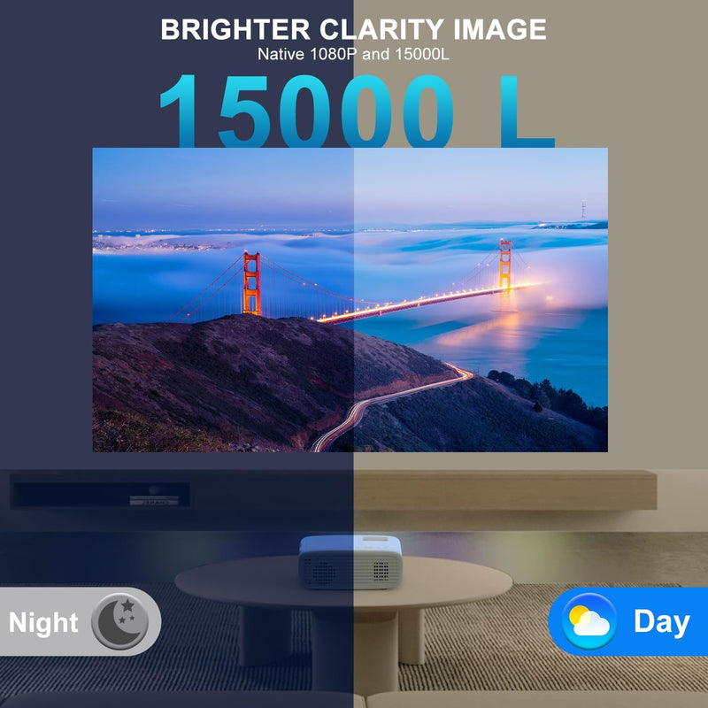 Native 1080P 5G WiFi Beamer, AKATUO Bluetooth 5.1 Videoprojektor, 4K Unterstützt 8000L, Kompatibel m