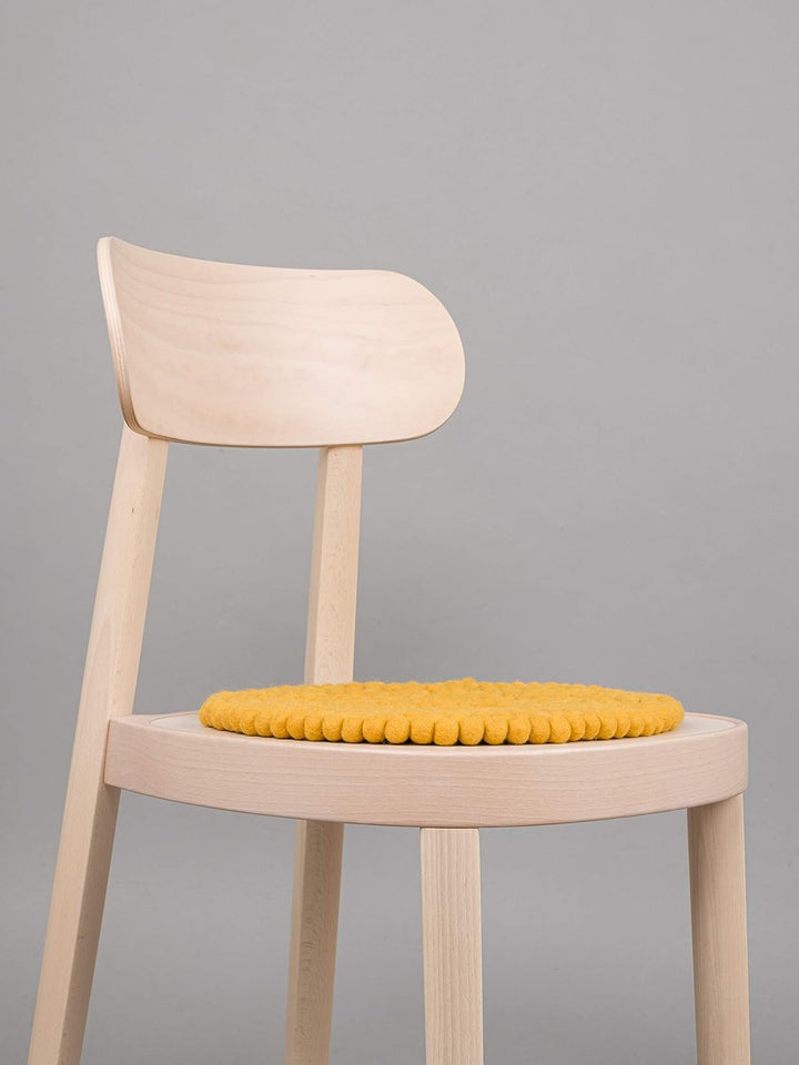 myfelt Filzkugel-Sitzauflage/Stuhlauflage - Klara - rund, 36 cm, Senfgelb, Senfgelb