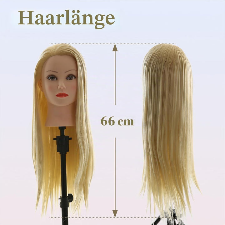 Frisierkopf 100% Synthetisches Haar übungskopf Friseur 26” Trainingsköpfe Puppenkopf Friseur Kopf Mi