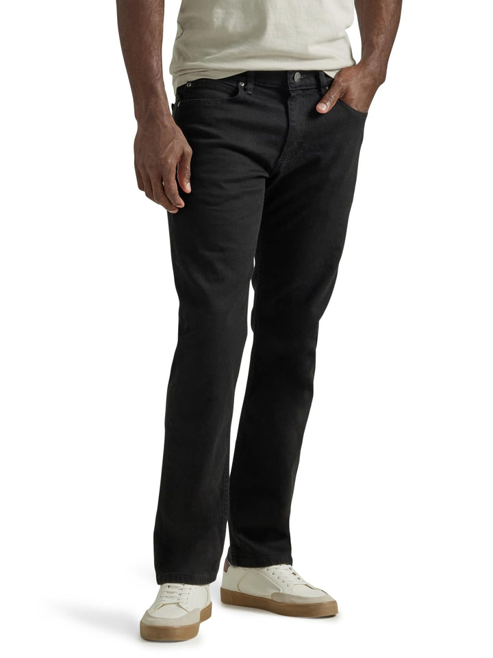 Lee Men's Legendary Slim Straight Leg Jean, Overdye Black, 42W x 30L