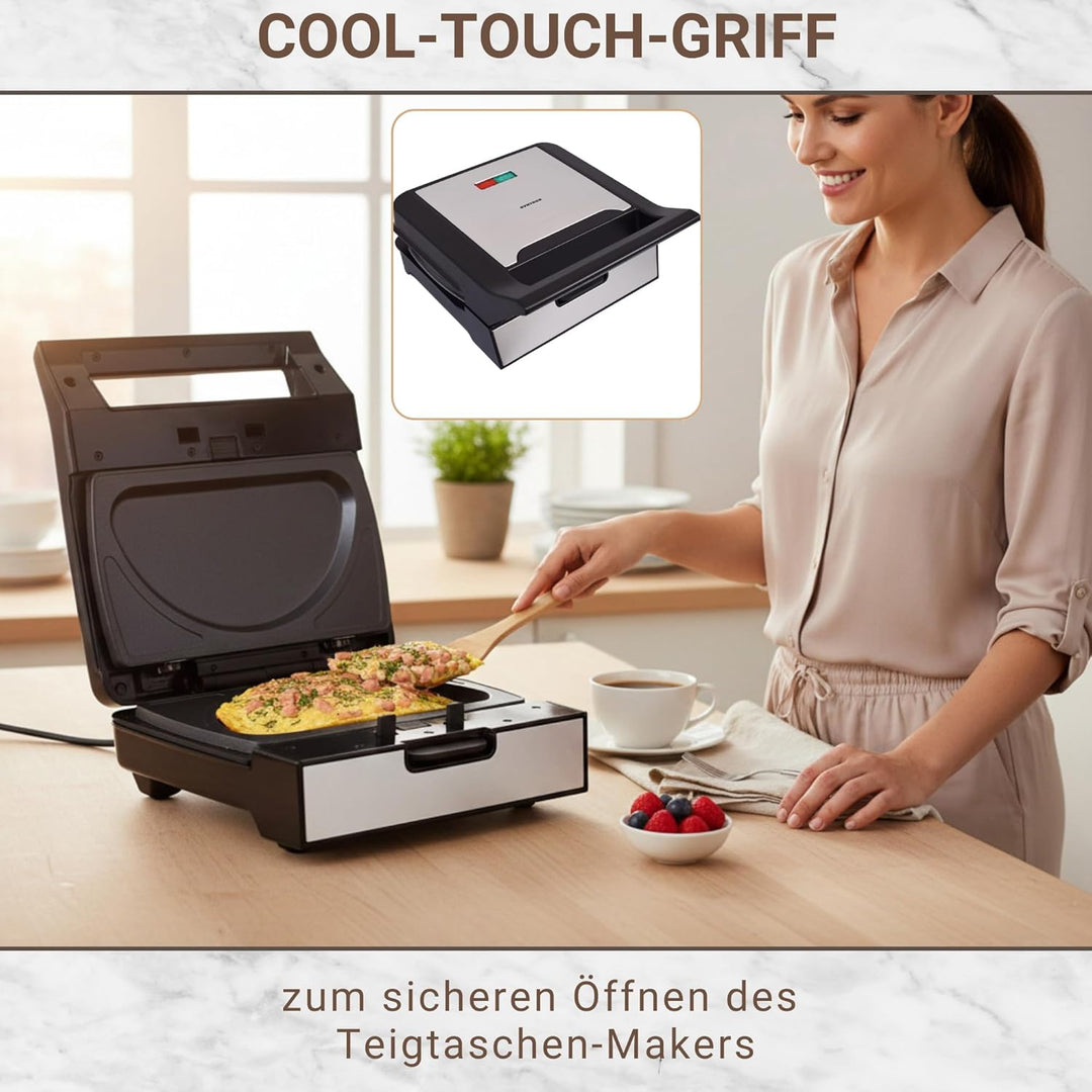 Syntrox Omelette Maker mit Wechselplatten, Edelstahl, schnelles Aufheizen, Antihaftbeschichtet, vers