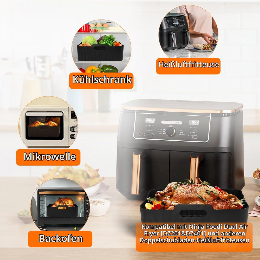 Silikonform Heissluftfritteuse Airfryer Zubehör für Ninja Foodi Max Dual Zone 9.5L Zubehör Heissluft