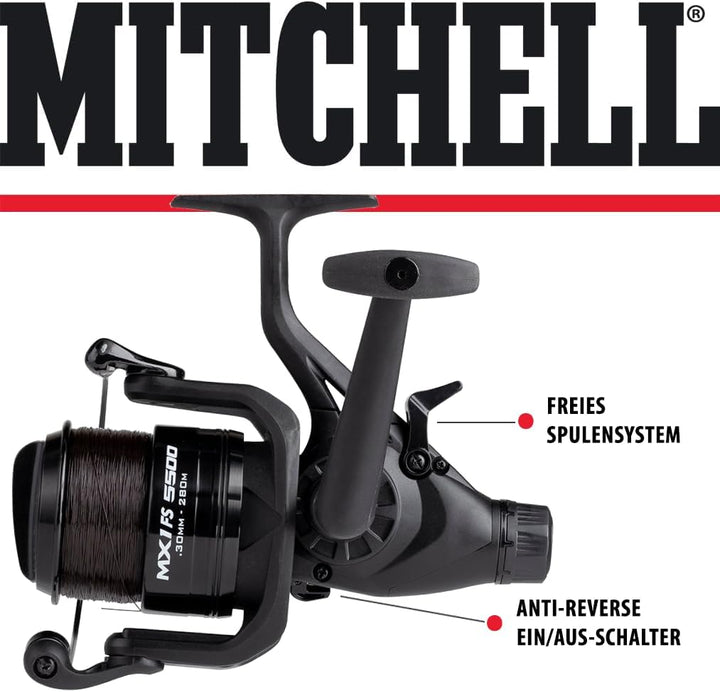 Mitchell MX1 FS Freilauf-Angelrolle mit Baitrunner System – Friedfisch- und Karpfenangeln – Brassen,