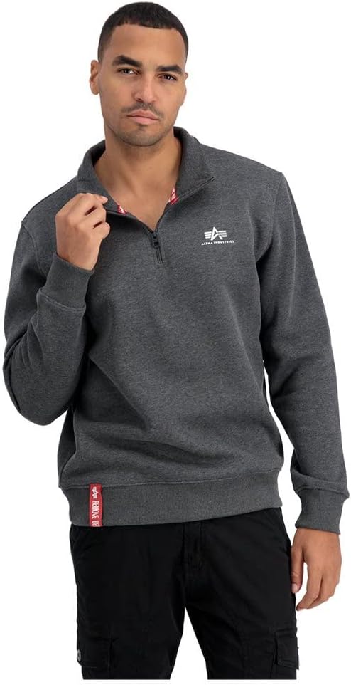 Alpha Industries Herren Half Zip Sweater Sl Sweatshirt für Herren Sweatshirt (1er Pack) S Charcoal H