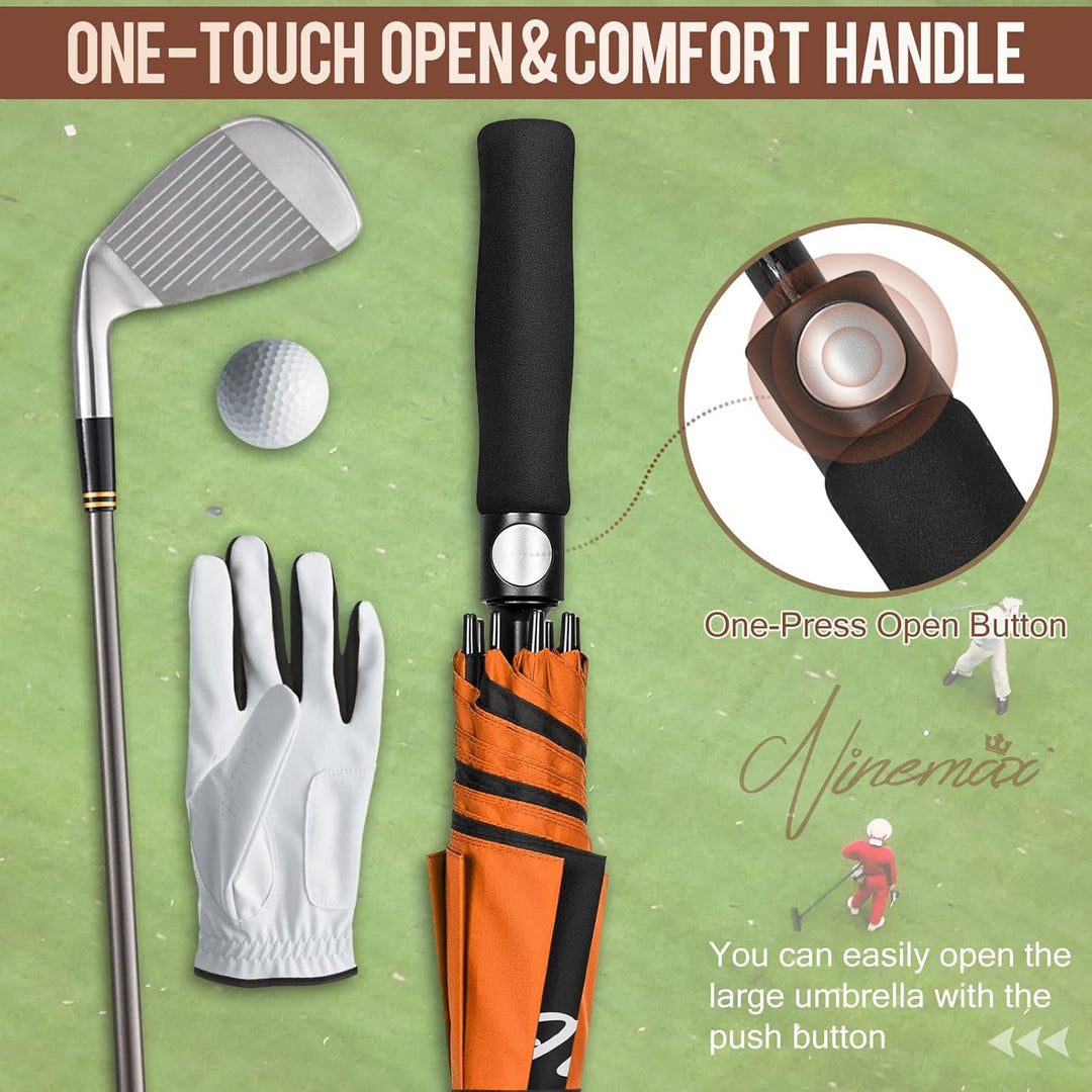 NINEMAX Golf Regenschirm Gross Sturmfest XL/XXL, Grosser Regenschirm Sturmfest Stabil, Golfschirm Gr