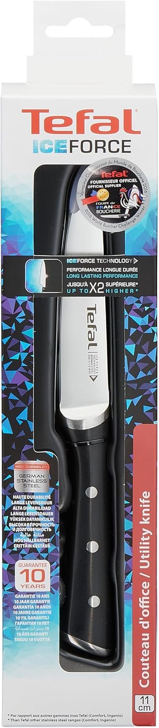 Tefal Ice Force K23209 Universalmesser | 11cm Klinge | Korrosionsschutz | Handschutz | Edelstahl/Sch