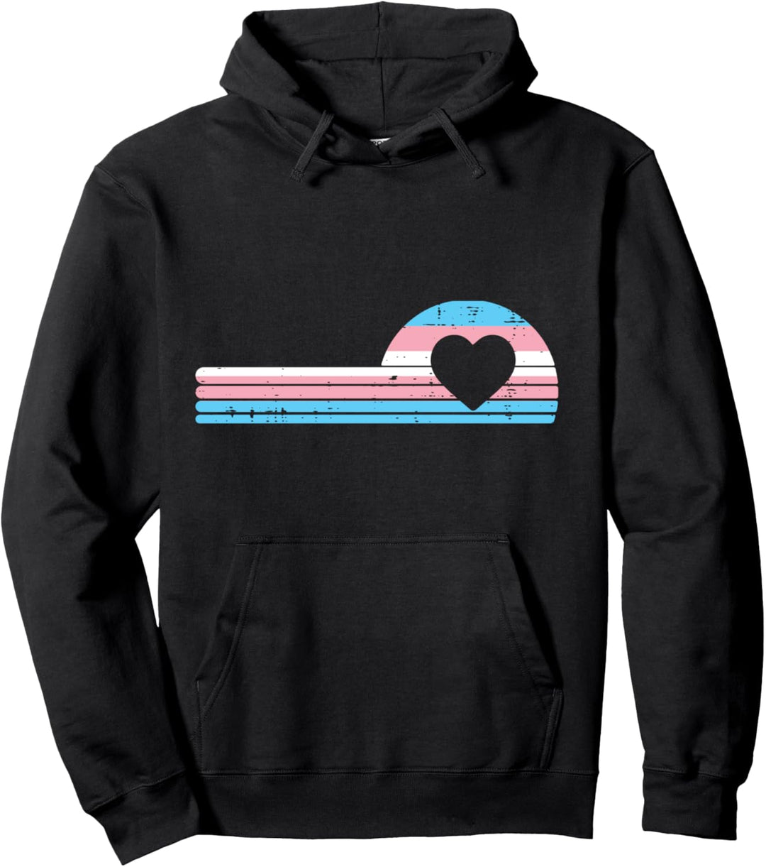 Retro Heart Transgender Transsexual Flag Trans LGBT Pride Pullover Hoodie
