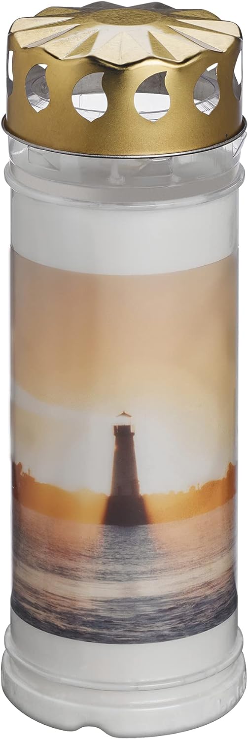 Bolsius Grablicht - Weiss - 6 Stück - 20 x 7.5 cm - Leuchtturm - Länge Brenndauer 7 Tage - Trauerker