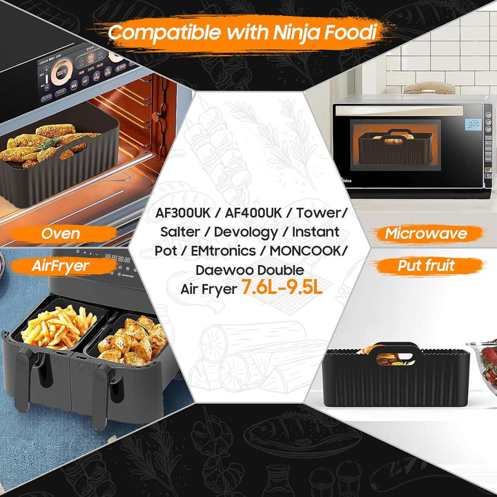 Heissluftfritteuse Zubehör | Airfryer Zubehör für Ninja Dual AF400EU & AF300EU & Tower T17088 | für
