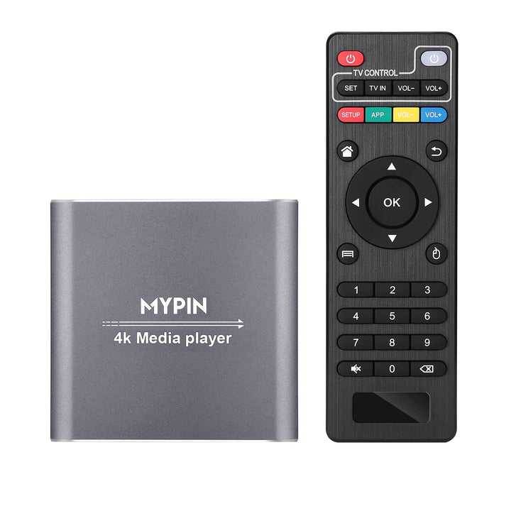 MYPIN HDMI Multimedia Player, 4K@30Hz Digital Media Player HDMI/AV-Ausgang PPT MKV AVI RMVB RM für H