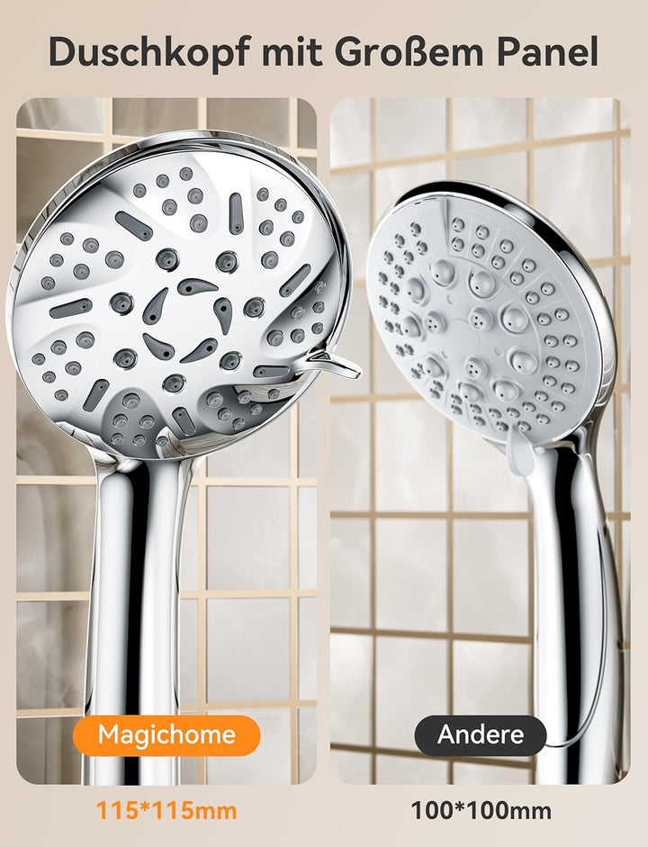 Magichome Duschkopf,Duschkopf Wassersparend 9 Strahlarten, Hochwertige Verchromung Handbrause, Hochd