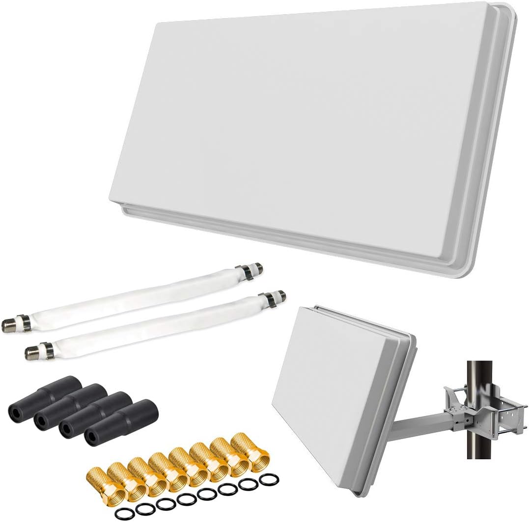 netshop 25 Set: SELFSAT H30D2+ Flachantenne Twin + Fensterhalterung + 2 Fensterdurchführung + 8 F-St