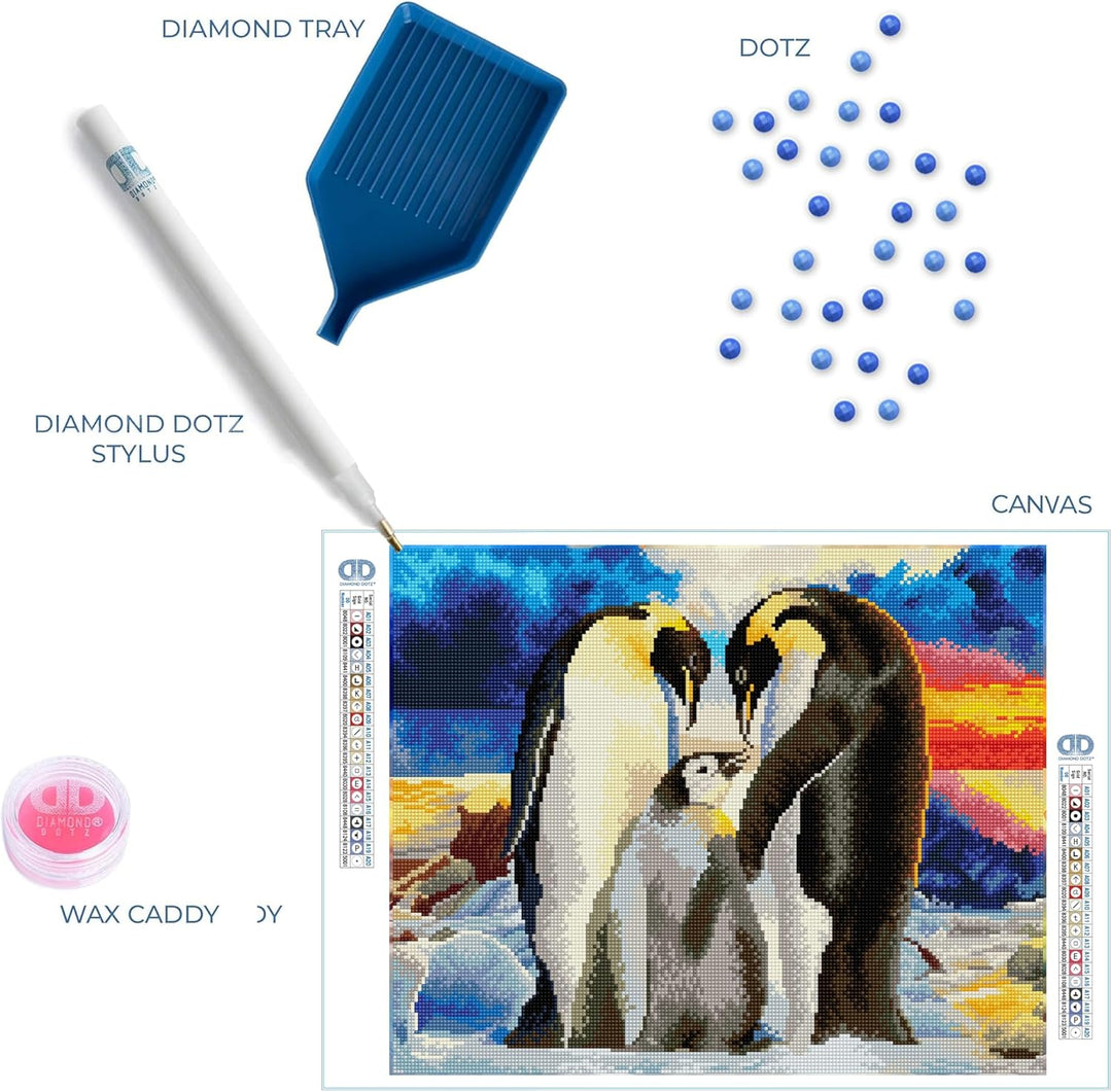 DIAMOND DOTZ 2592650 Original 5D Diamond Painting Set, Pinguin Familie, DIY Diamant-Malerei-Kit mit
