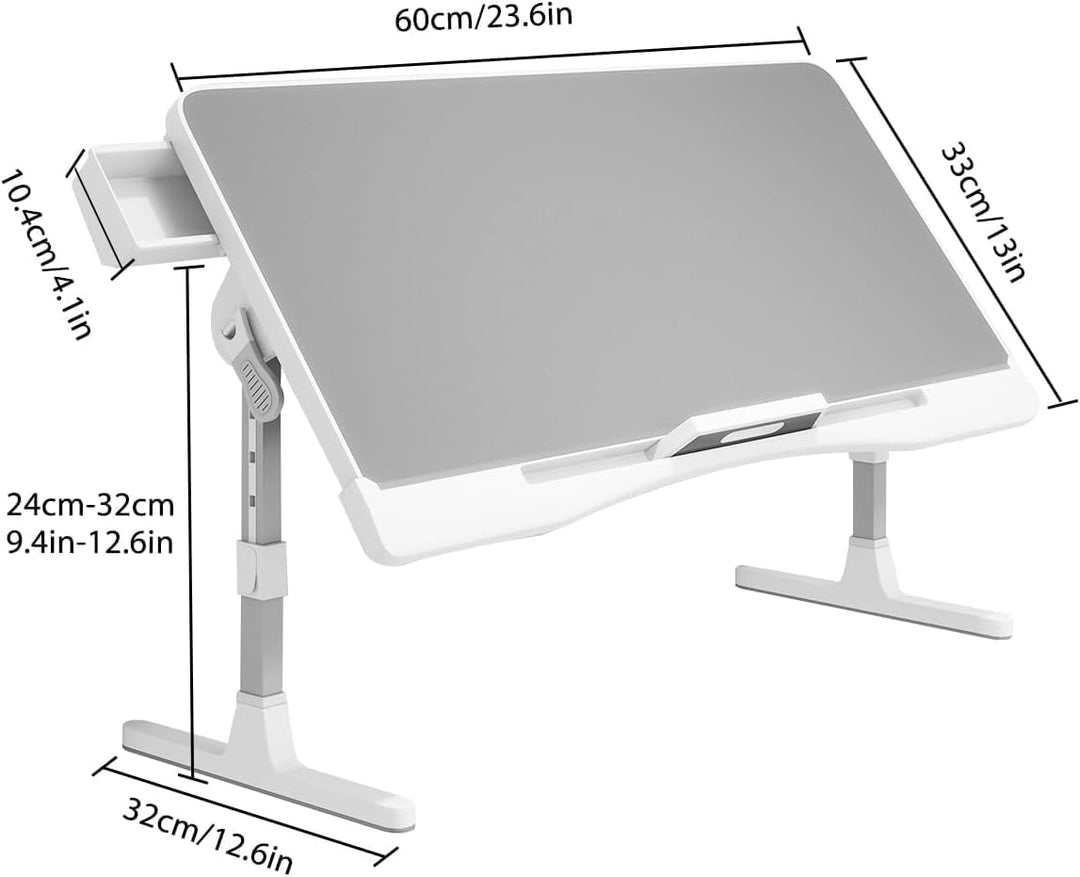 Höhenverstellbarer Laptoptisch – Winkelverstellbarer Lapdesk bis 17 Zoll, Stabiler Betttisch mit Mau