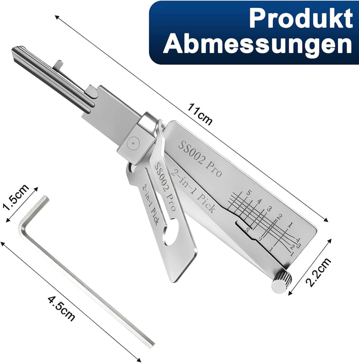 SS002 PRO Hauptschlüssel-decoder aus edelstahl,lishi 2-in-1 lock pick und Pick-Werkzeuge,Autoschlüss