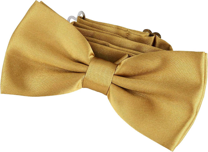 DonDon 10er Set Herren Fliege 12 x 6 cm gebunden und längenverstellbar Messing, Messing