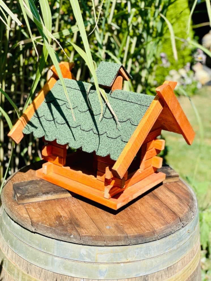 Rechteckiges Vogelhaus M - XL wetterfest aus Holz Vogel Futterstelle Haus mit und ohne Ständer (Grös