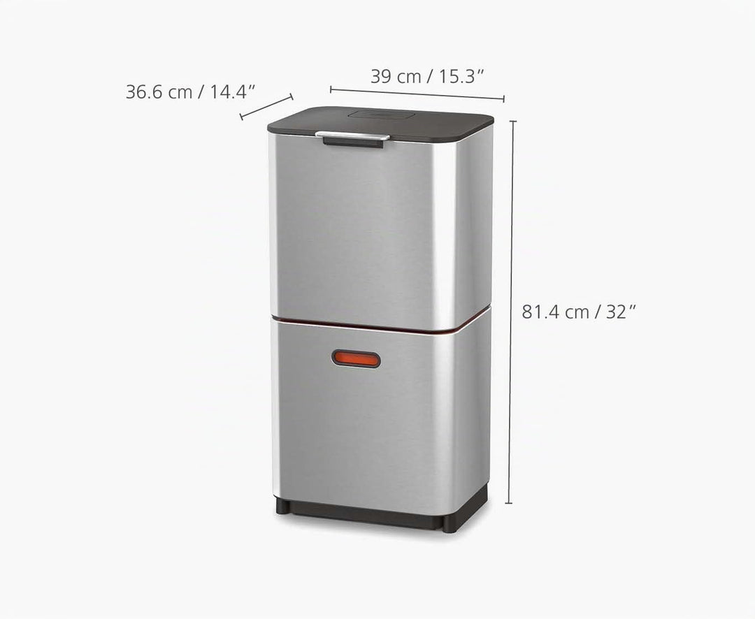 Joseph Joseph 30060 Totem Max. 60-Liter-Mülltrennungs- und Recyclingeinheit - Rostfreier Stahl Rostf
