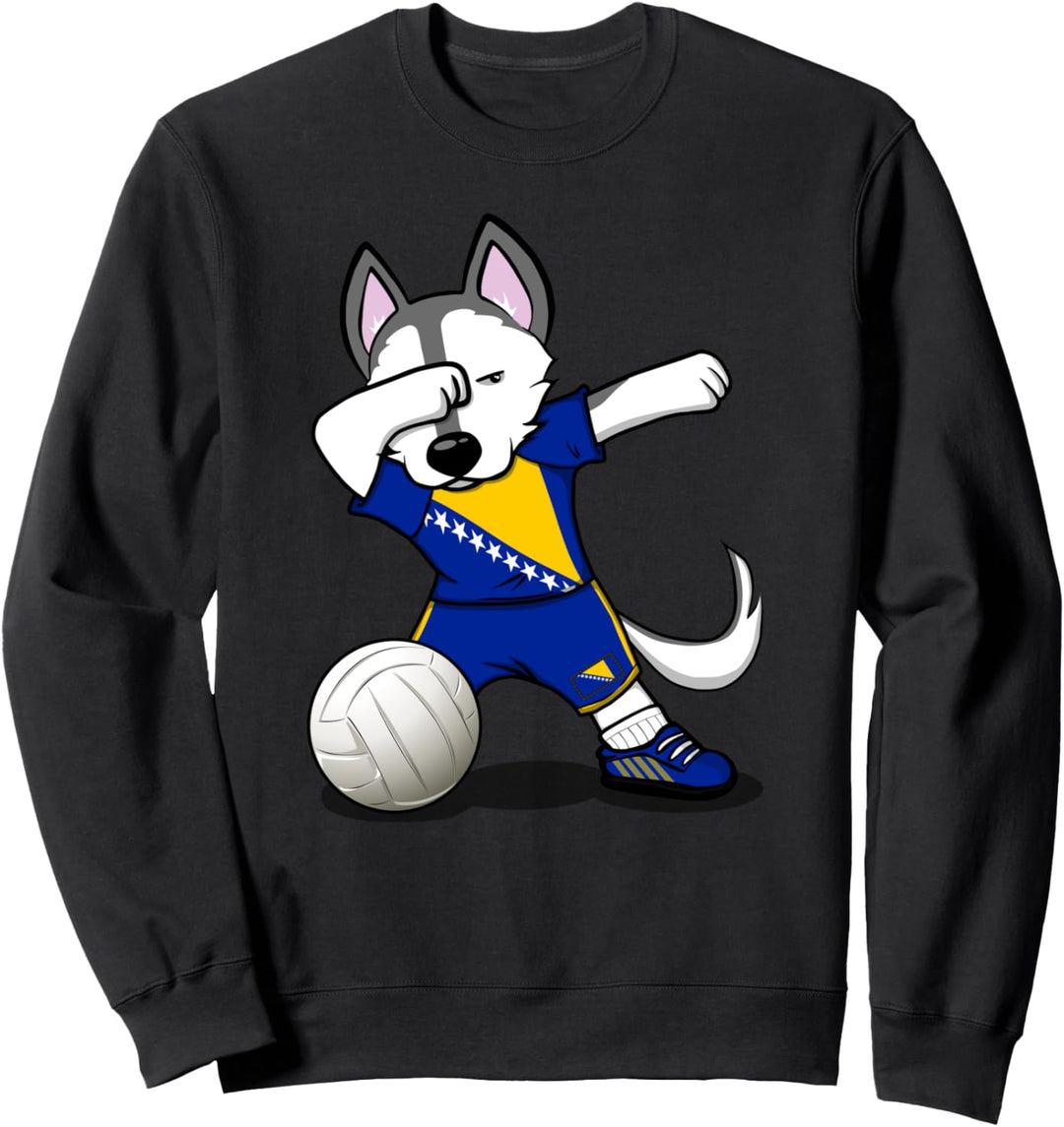Dabbing Husky Hund Bosnien Herzegowina Volleyball - Flagge Sweatshirt