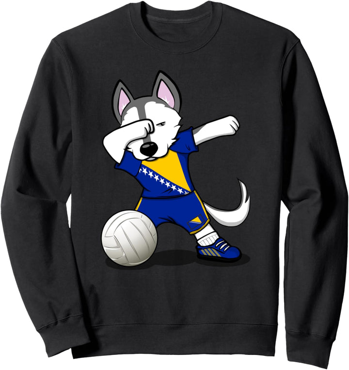 Dabbing Husky Hund Bosnien Herzegowina Volleyball - Flagge Sweatshirt