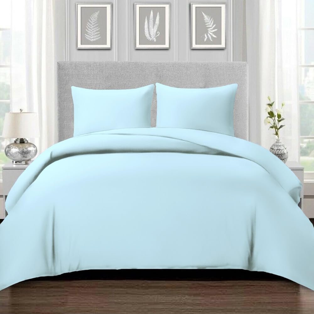 Pizuna 800 Fadenzahl aus Baumwolle Bettwäsche Baby blau, 100% Langstaple Baumwolle Bettbezug und Kis