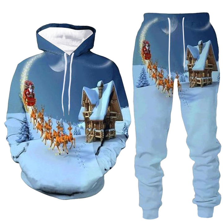 Weihnachten Jogginganzug Herren Trainingsanzug Warm Sportanzug Weihnachtsmotiv Druck Pullover Sweats